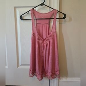 Aeropostale Pink Crochet Hem Tank